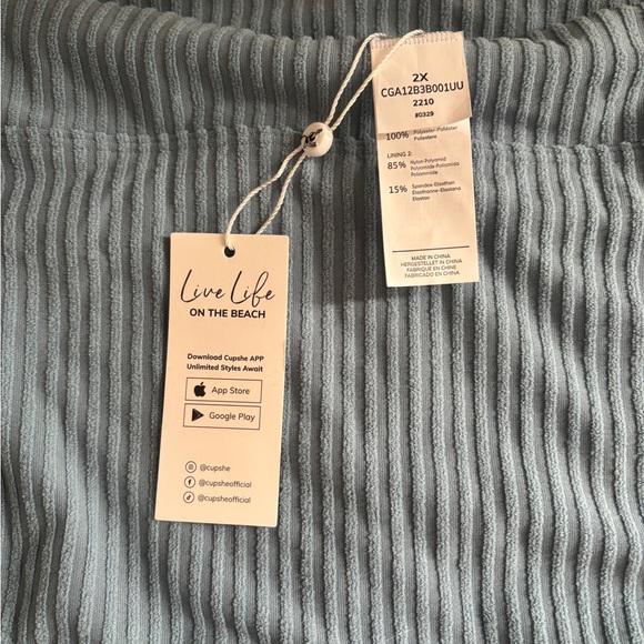 Cupshe Ribbed Bikini in Light Blue - Picture 2 of 7